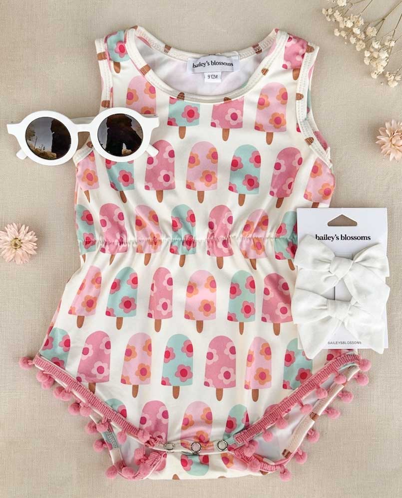 Dillon Pom Pom Romper - Floral Pop product_type - Bailey's Blossoms