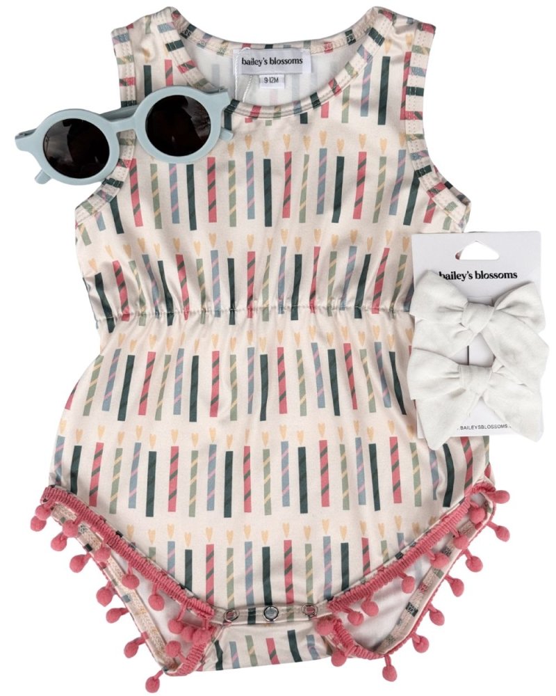 Dillon Pom Pom Romper - Make a Wish product_type - Bailey's Blossoms