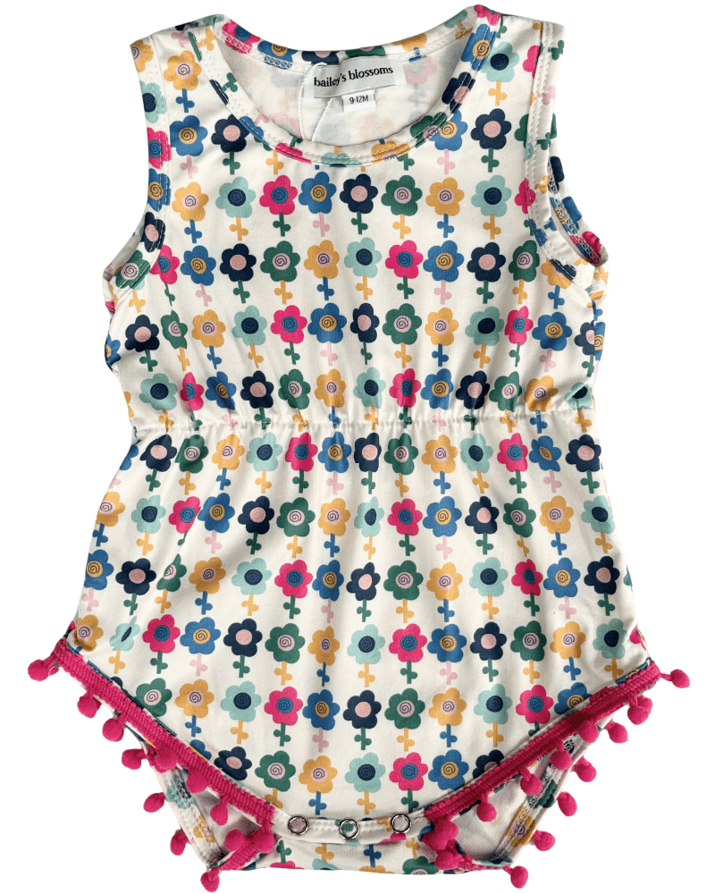 Dillon Pom Pom Romper - Mod Blooms product_type - Bailey&