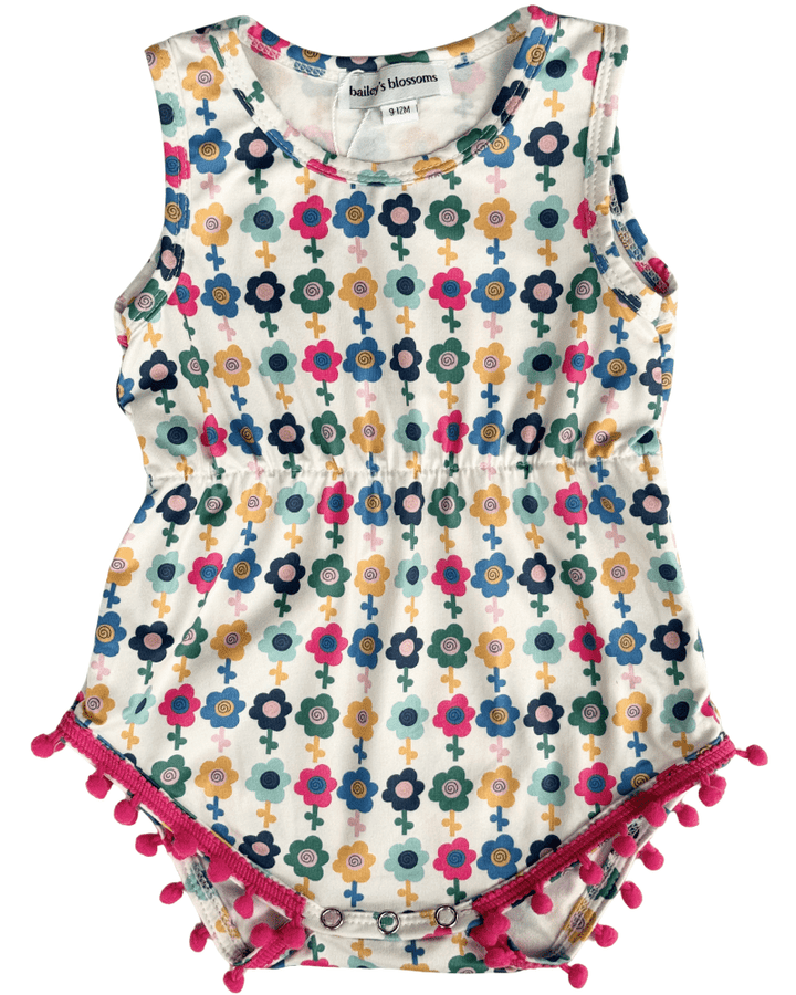Dillon Pom Pom Romper - Mod Blooms product_type - Bailey&