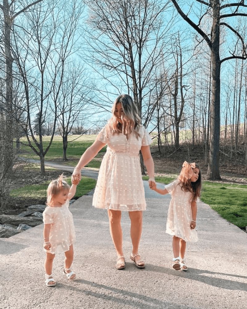 Eden Short Sleeve Dot Dress - Ivory - Bailey's Blossoms 12-18months