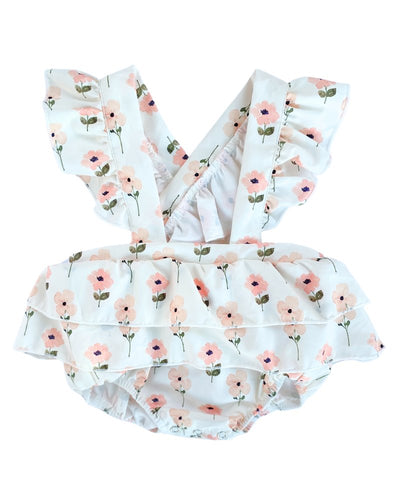 Ella Ruffle Suspender Skirt - Pink Blossoms #product_type - Bailey's Blossoms
