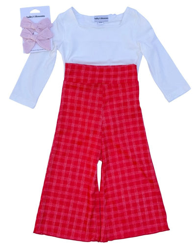 Elodie Wide - Leg High Waist Pants – Christmas Red product_type - Bailey's Blossoms