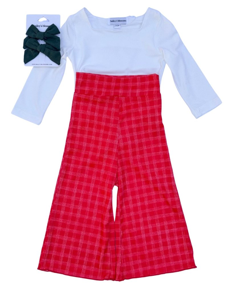 Elodie Wide - Leg High Waist Pants – Christmas Red product_type - Bailey's Blossoms