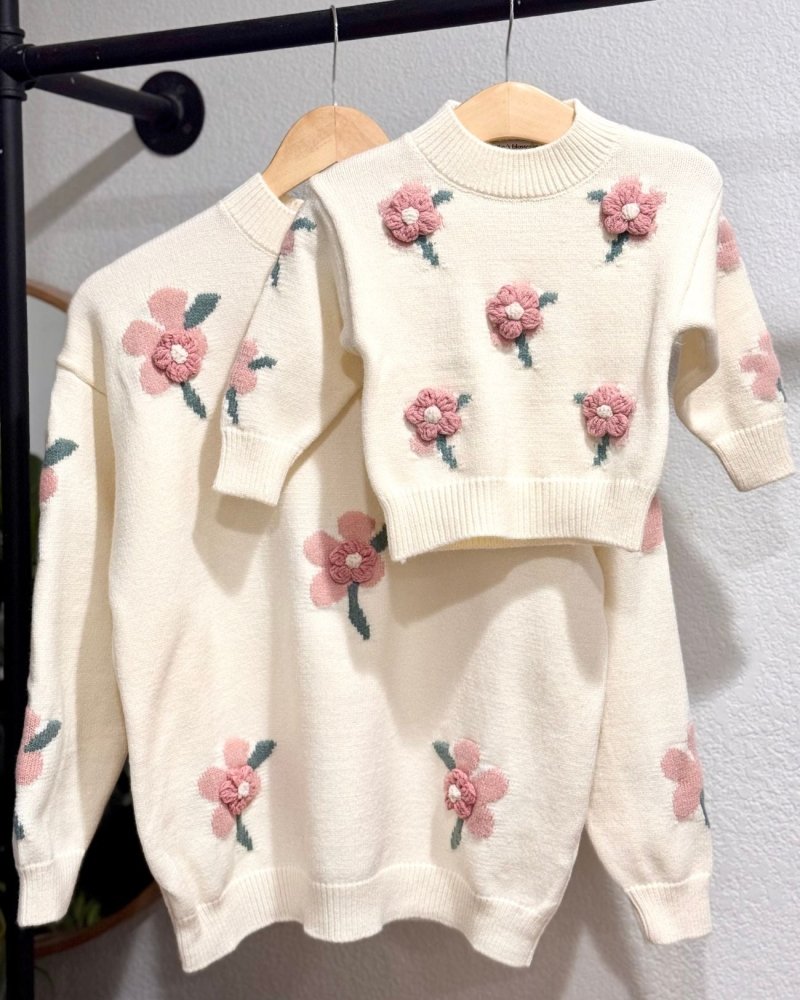 Emily Floral Knit Sweater - Cream product_type - Bailey's Blossoms