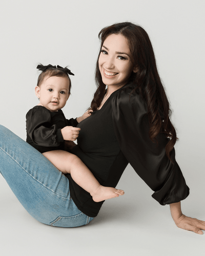 Evangeline Satin Sleeve Top & Leotard - Black product_type - Bailey's Blossoms