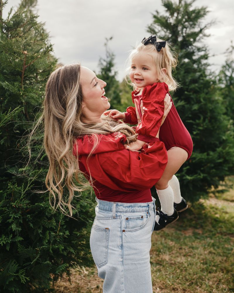 Evangeline Satin Sleeve Top & Leotard - Crimson Red product_type - Bailey's Blossoms