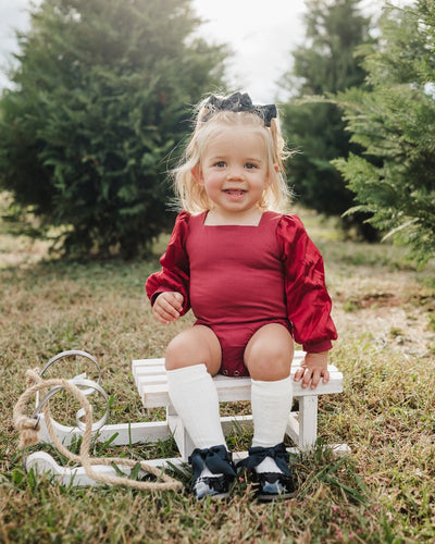 Evangeline Satin Sleeve Top & Leotard - Crimson Red product_type - Bailey's Blossoms
