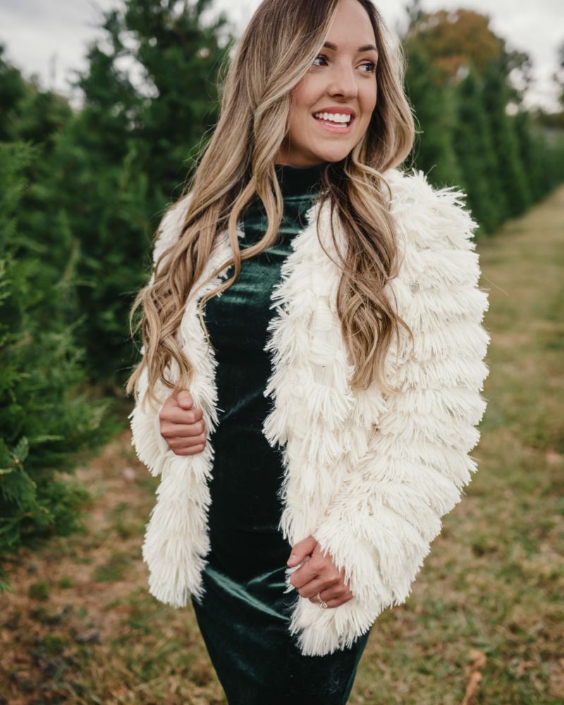 Fatima Faux Shag Layered Jacket - Ivory product_type - Bailey's Blossoms