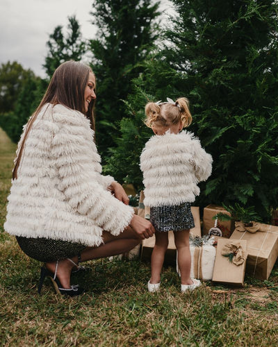 Fatima Faux Shag Layered Jacket - Ivory product_type - Bailey's Blossoms