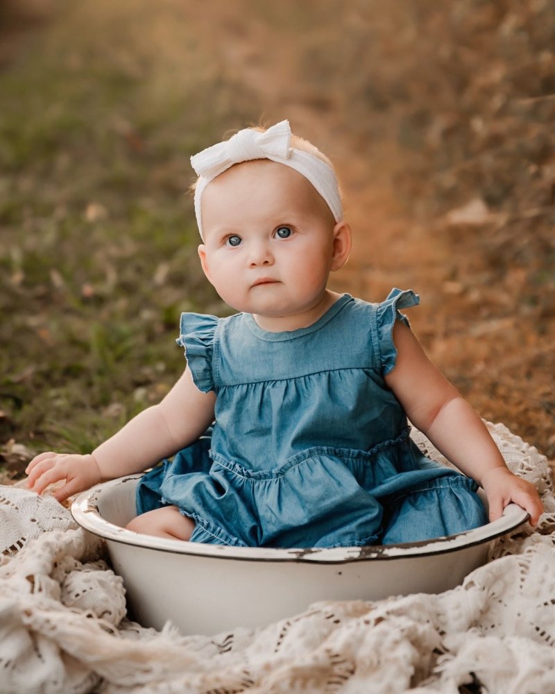 Georgie Tiered Flutter Sleeve Dress - Light Denim product_type - Bailey's Blossoms