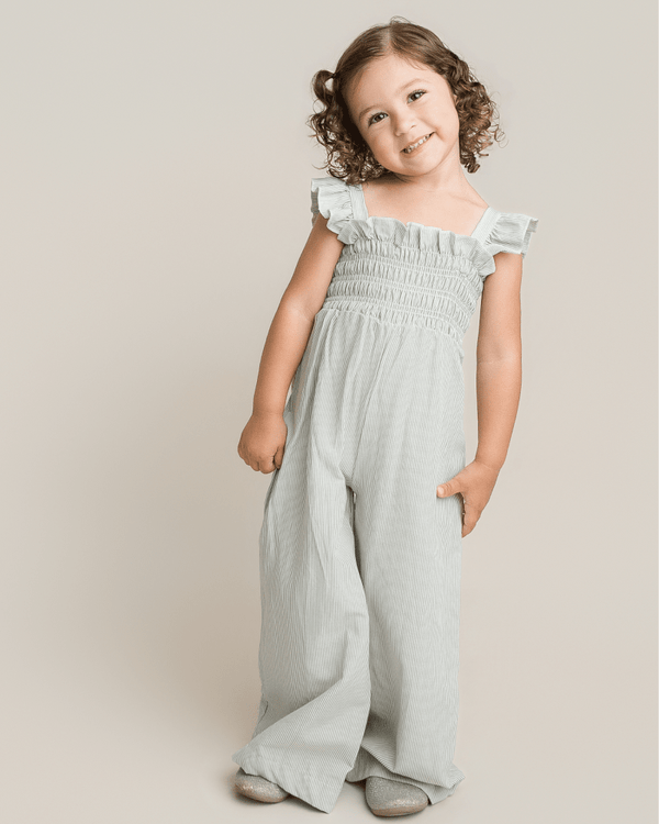 Goldie Smocked Jumpsuit - Sage Pinstripe product_type - Bailey's Blossoms