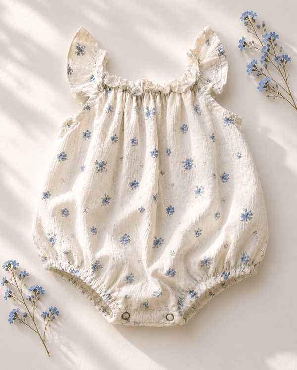 Ivy Flutter Sleeve Bubble Romper - Blue Patina product_type - Bailey's Blossoms