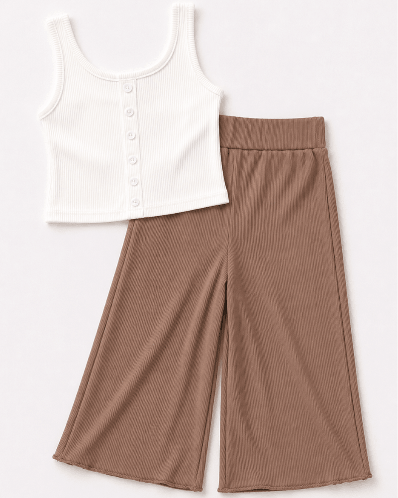 Josie Button Front Ribbed Tank - Crisp White - Bailey's Blossoms