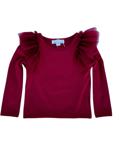 June Ruffle Shoulder Leotard/Top - Cranberry #product_type - Bailey's Blossoms