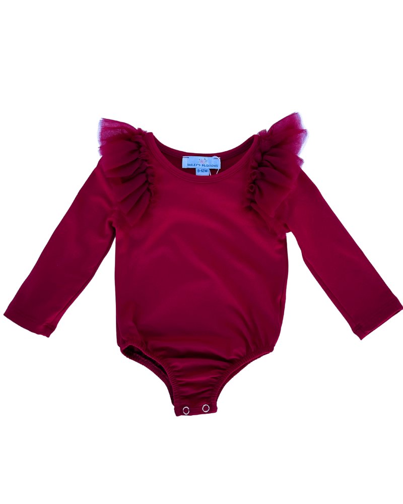 June Ruffle Shoulder Leotard/Top - Cranberry #product_type - Bailey's Blossoms