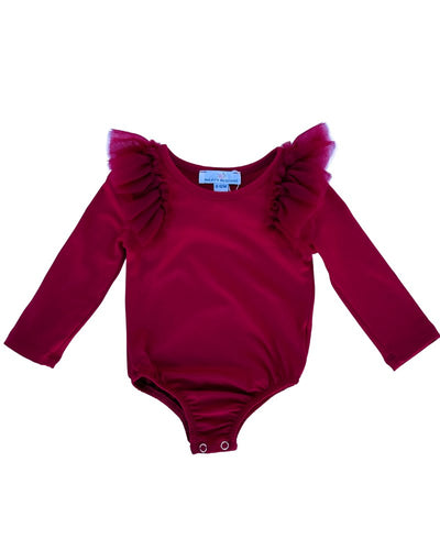 June Ruffle Shoulder Leotard/Top - Cranberry #product_type - Bailey's Blossoms
