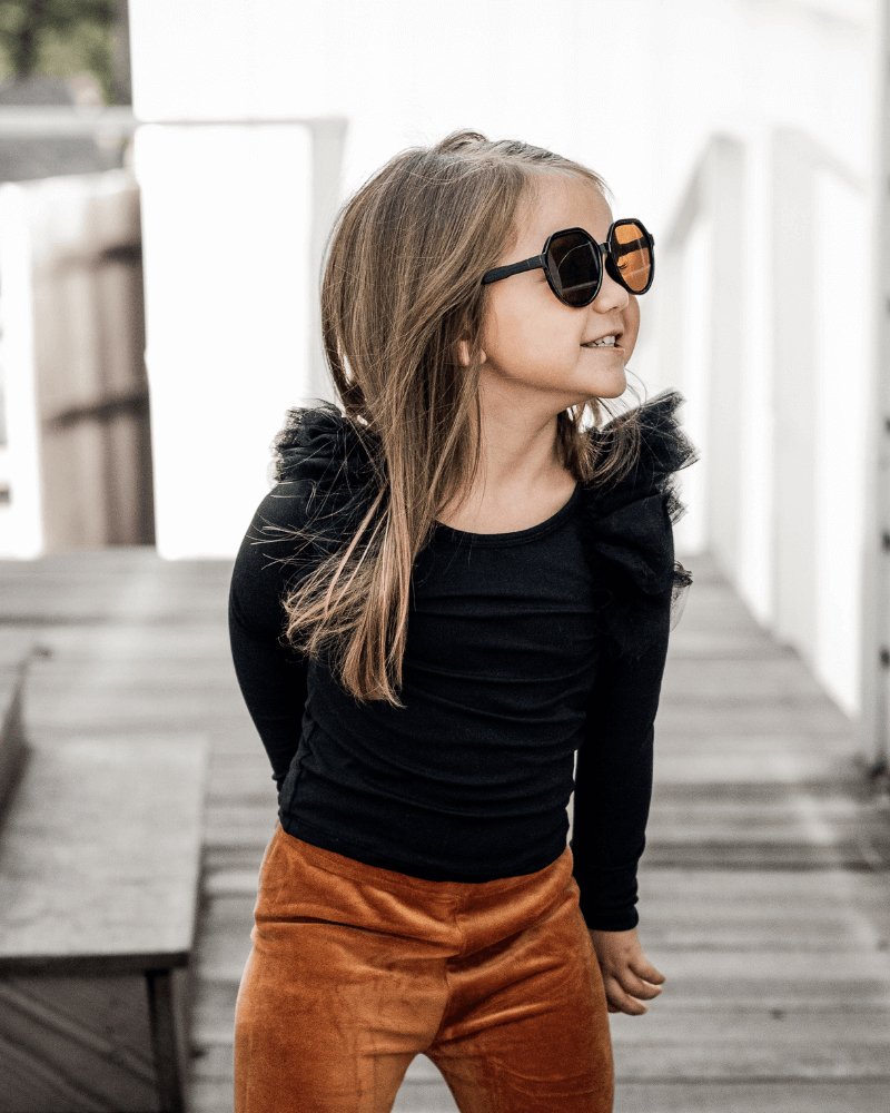 June Ruffle Shoulder Top & Leotard - Black #product_type - Bailey's Blossoms