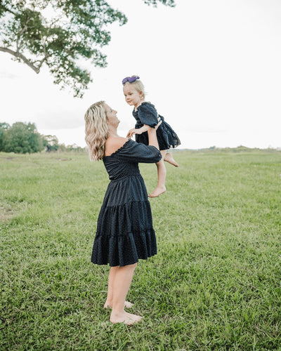 Katherine Dress - Black with White Dots #product_type - Bailey's Blossoms