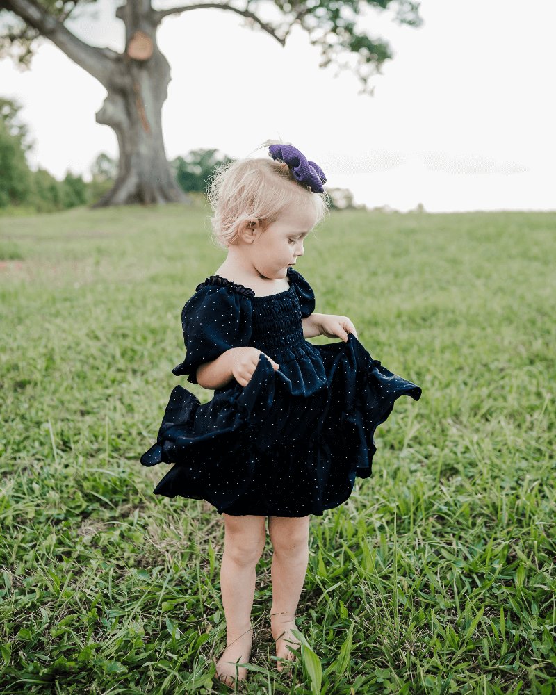 Katherine Dress - Black with White Dots #product_type - Bailey's Blossoms