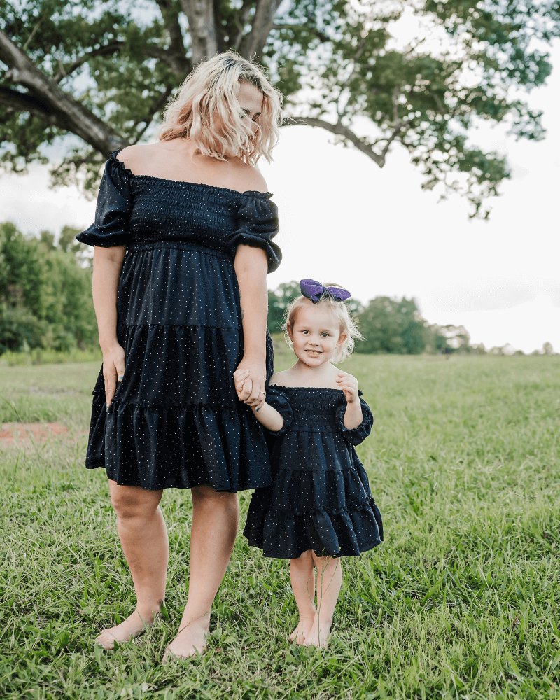Katherine Dress - Black with White Dots #product_type - Bailey's Blossoms