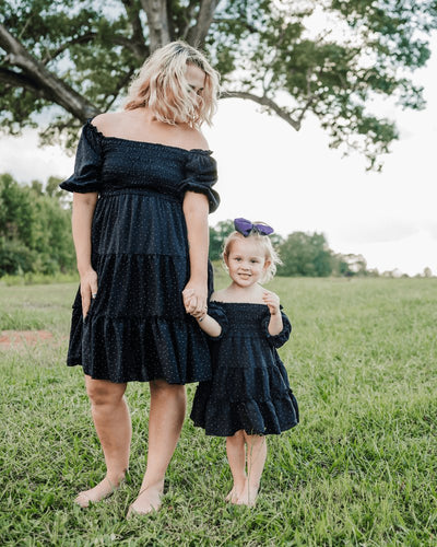 Katherine Dress - Black with White Dots #product_type - Bailey's Blossoms