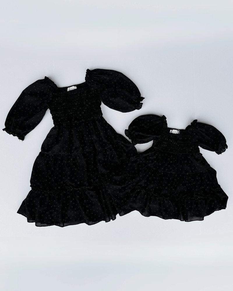 Katherine Dress - Black with White Dots #product_type - Bailey's Blossoms