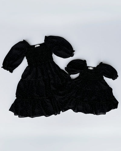 Katherine Dress - Black with White Dots #product_type - Bailey's Blossoms