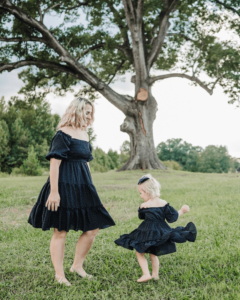 Katherine Dress - Black with White Dots #product_type - Bailey's Blossoms