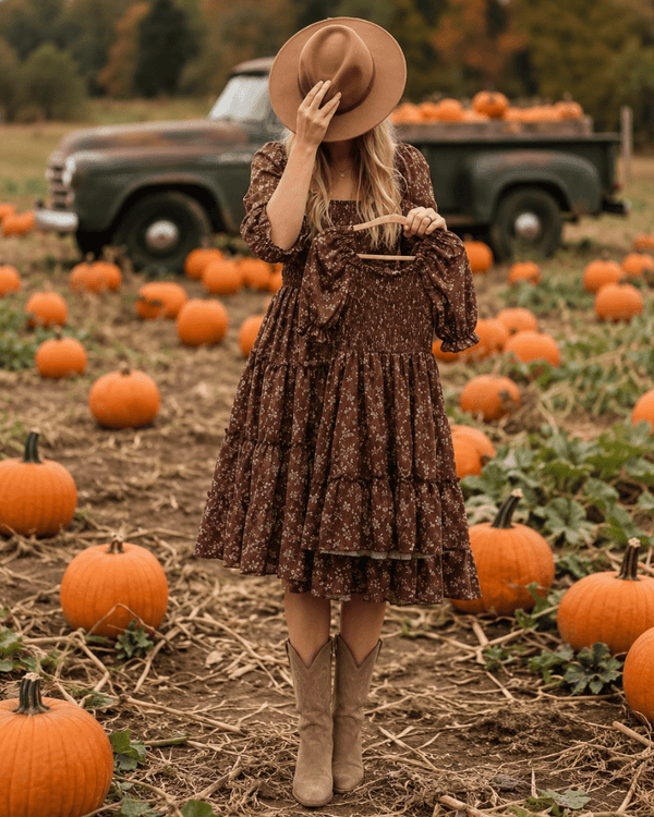 Katherine Dress - Cocoa Bloom product_type - Bailey's Blossoms