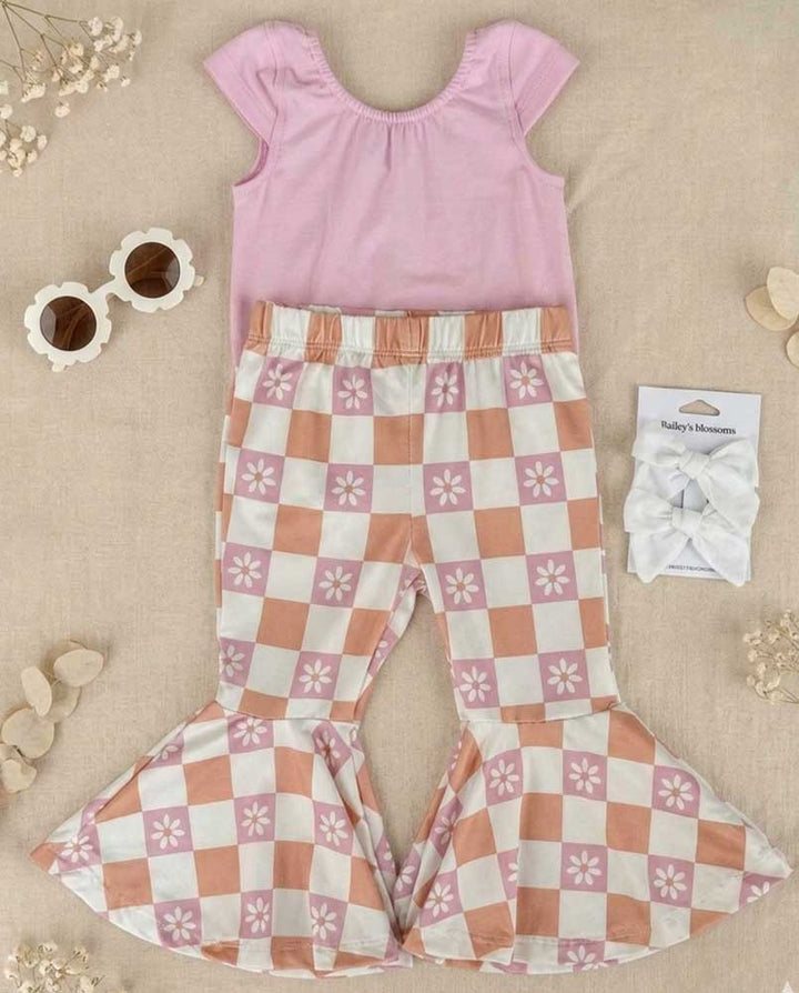 Keely Exaggerated Bell Bottoms - Daisy Check product_type - Bailey&