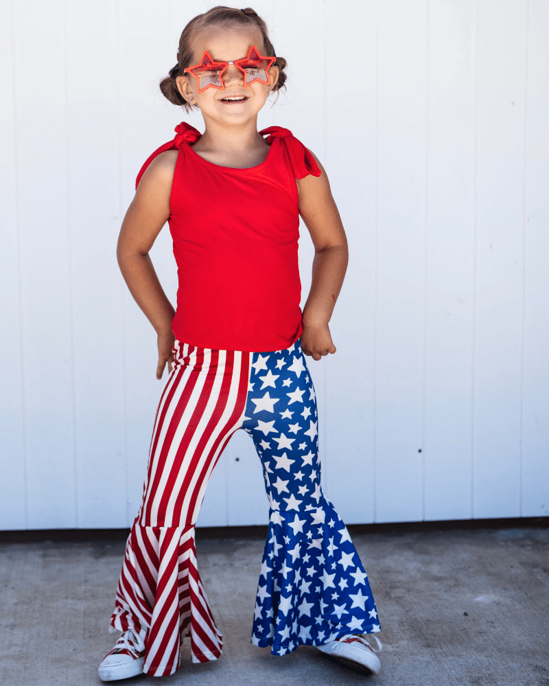 Keely Exaggerated Bell Bottoms - Patriotic Stars & Stripes product_type - Bailey's Blossoms