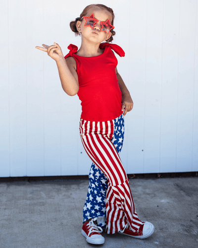 Keely Exaggerated Bell Bottoms - Patriotic Stars & Stripes product_type - Bailey's Blossoms