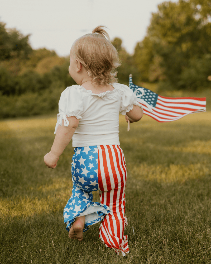 Keely Exaggerated Bell Bottoms - Patriotic Stars & Stripes product_type - Bailey's Blossoms