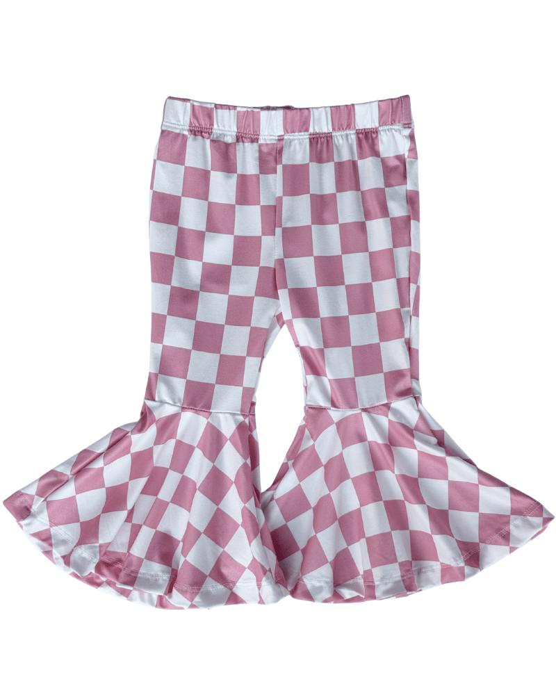 Keely Exaggerated Bell Bottoms - Pink Check product_type - Bailey's Blossoms