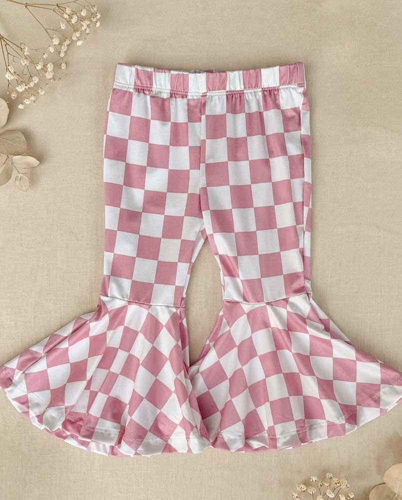 Keely Exaggerated Bell Bottoms - Pink Check product_type - Bailey's Blossoms