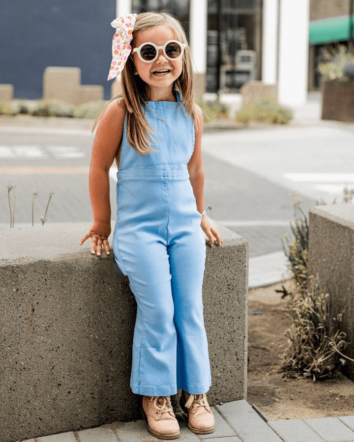 Kellyn Bell Bottom Suspender Jumpsuit Light Denim