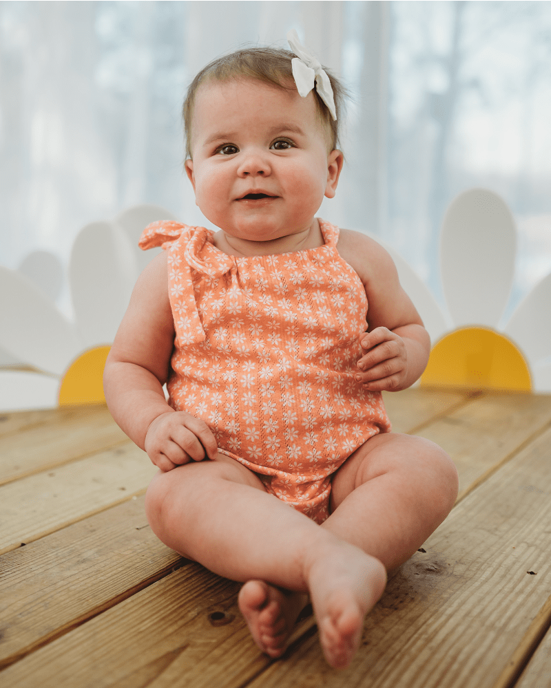 Kimora Bubble Romper - Peach Gardens product_type - Bailey's Blossoms