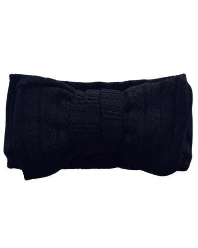 Large Knit Bow Headband - Black #product_type - Bailey's Blossoms