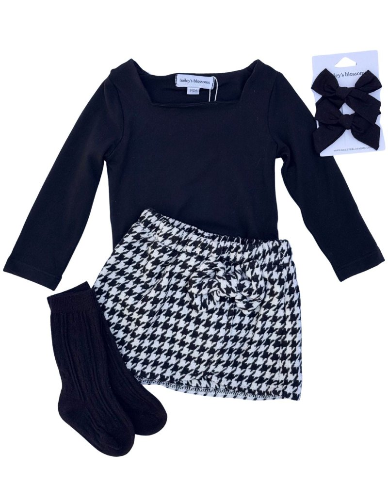 Lilith Square Neck Long Sleeve Top & Leotard - Black product_type - Bailey's Blossoms