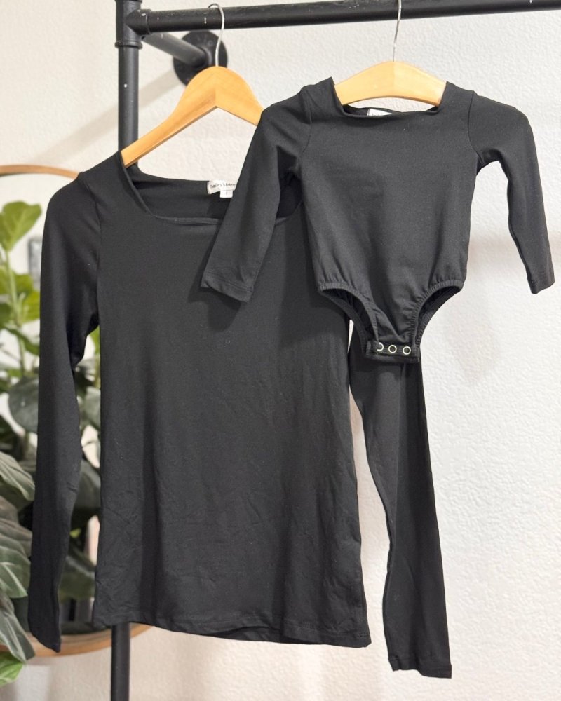 Lilith Square Neck Long Sleeve Top &amp; Leotard - Black product_type - Bailey&