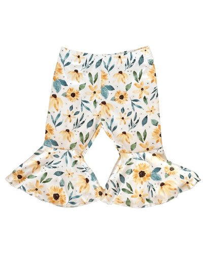 Lina Pleated Bell Bottoms - Sunflower Floral #product_type - Bailey's Blossoms