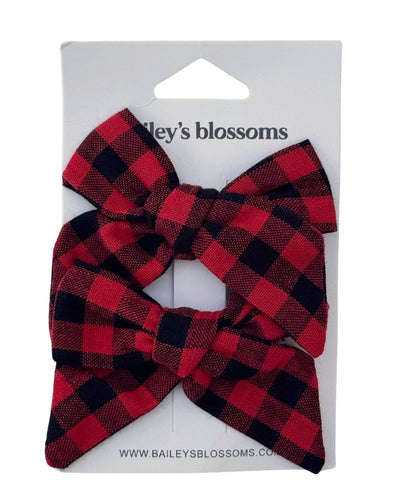 Linen Cotton Piggie Set - Red and Black Gingham product_type - Bailey's Blossoms