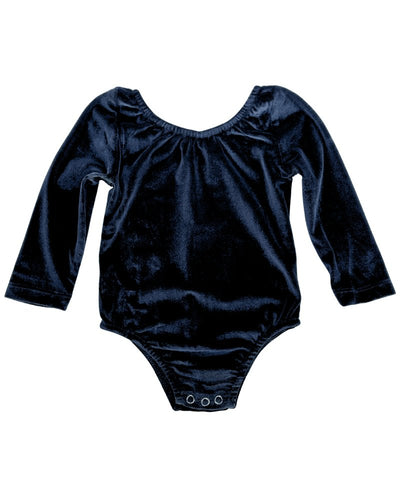 Livee Long Sleeve Velour Leotard - Black #product_type - Bailey's Blossoms