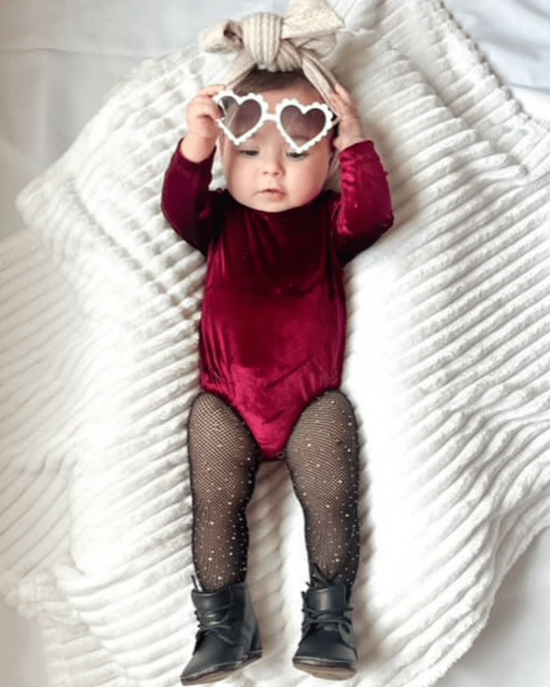 Livee Long Sleeve Velour Leotard - Cranberry product_type - Bailey&