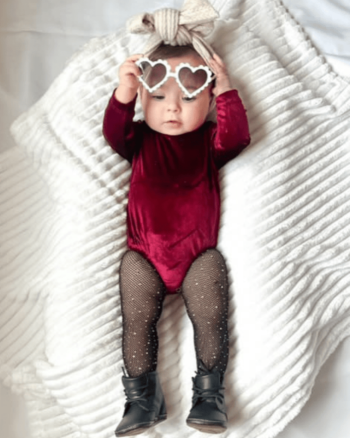 Livee Long Sleeve Velour Leotard - Cranberry product_type - Bailey&