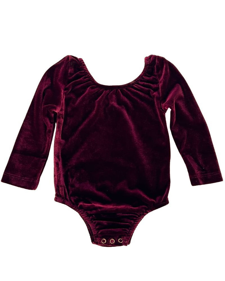 Livee Long Sleeve Velour Leotard - Cranberry product_type - Bailey&