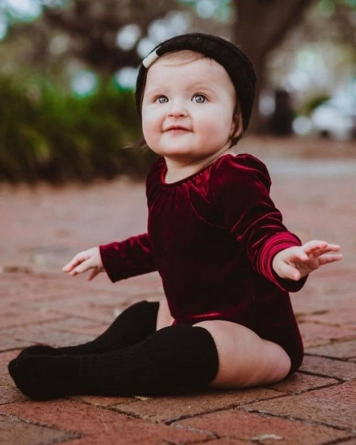 Livee Long Sleeve Velour Leotard - Cranberry product_type - Bailey&