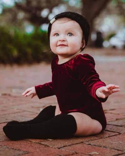 Livee Long Sleeve Velour Leotard - Cranberry product_type - Bailey's Blossoms
