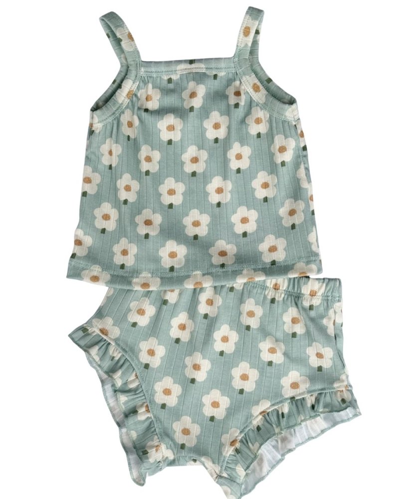 Luna Top & Bloomer Set - Green Daisy product_type - Bailey's Blossoms